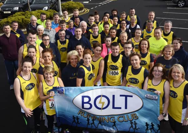 Members of the Bolt Running Cub pictured before leaving to take part in the Omagh Half Marathon on Saturday. DER1315-146KM
