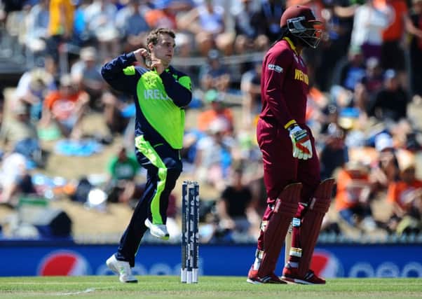 Ireland's Andrew McBrine bowling during their World Cup win over the West Indies. Picture by Chris Symes/INPHO
