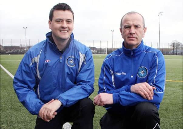 Northend United Youth Fc coaches Brian O'Hara and John Devlin, who recently obtained their UEFA 'B' coaching licences. INBT 14-901H