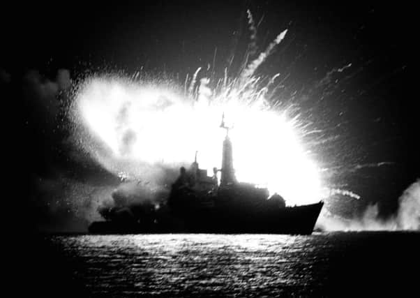 File photo dated 24/05/1982 of an Argentinian bomb exploding on board HMS Antelope off the Falklands. PRESS ASSOCIATION Photo. Issue date: Sunday March 18, 2012. Thirty years ago the Falkland Islands suddenly went from being a forgotten corner of what remained of the British Empire to a dramatic test of the UK's global power status.  The remote group of boggy, windswept islands in the South Atlantic, whose 1,800 human inhabitants were vastly outnumbered by sheep, became a battleground between the ambitions of Argentina's military junta and the steely determination of Margaret Thatcher. Simmering diplomatic tensions over the ownership of the Falklands boiled over in the spring of 1982 and Argentine forces invaded the islands they call the Malvinas.  In response, Britain launched its biggest naval operation since the Second World War, sending a task force of 27,000 personnel and more than 100 ships to retake the territory. Lasting just 74 days, the Falklands War claimed the lives of more than 900 people. See PA