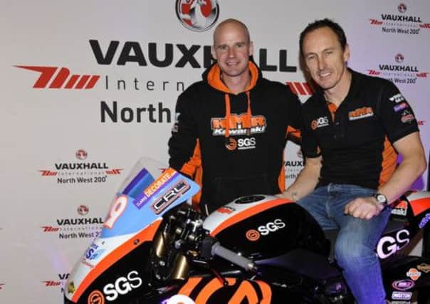 Jeremy McWilliams and Ryan Farquhar pictured at NW 200  launch. INLT 14-960-CON