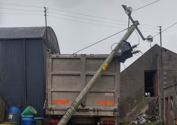Lorry hits electric pole