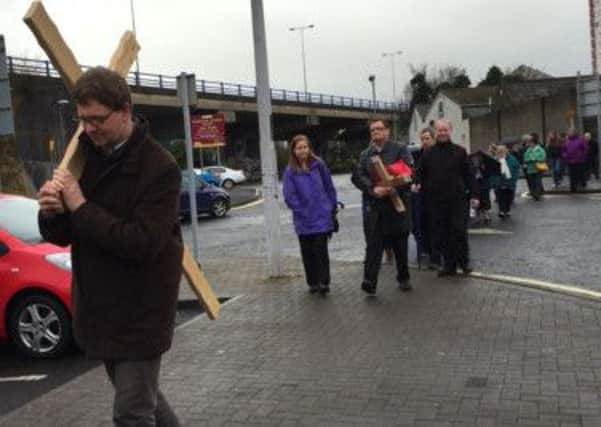 The Salvation Army's silent March of Witness in Larne on Good Friday.  INLT 14-683-CON