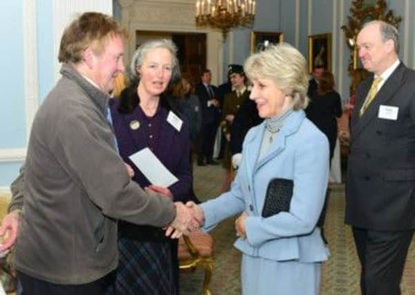 Northend Chairman Johnny Sayers receives an award on behalf of Northend United from the Duchess of Gloucester at Hillsborough Castle. Submitted picture.
