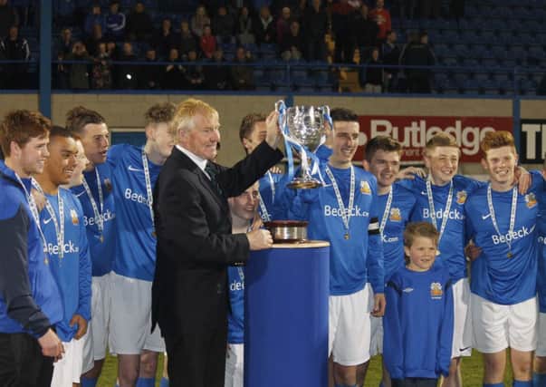 Glenavon Thirds are presented with the cup