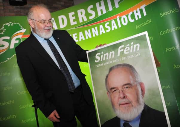 Sinn Fein's Mid-Ulster Election Candidate Francie Molloy captured during his party's launch night held in the Terrace Hotel Magherafelt.INMM1515-304
