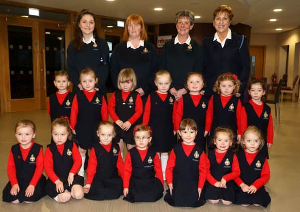 Little Stars from First Ahoghill GB with leaders and officer Linda Hillis, Michelle McFarland, Caitlian Galbraith and Sharon Kennedy at their recent display. INBT14-227AC