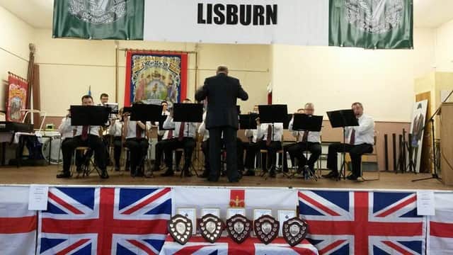 Ballycoan Flute Band performing during the Meoldy Band Contest in Lisburn , which was hosted by Lisburn Young Defenders