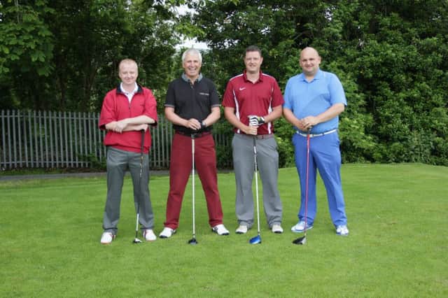 Alan Crockard (right), who won the Brendan Memorial Cup at Lambeg Golf Club on Saturday, along with his fourball Alan Mason, David Lovell and Paul Flanagan.