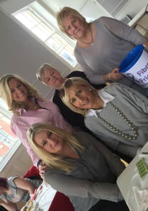 Supporting Banbridge Fibro Friend's Support Group Coffee morning were Jo-Anne Dobson MLA, her sister Belinda Dale, Louise Peacock and organisers Anthea McRoberts and Rene McCandless.