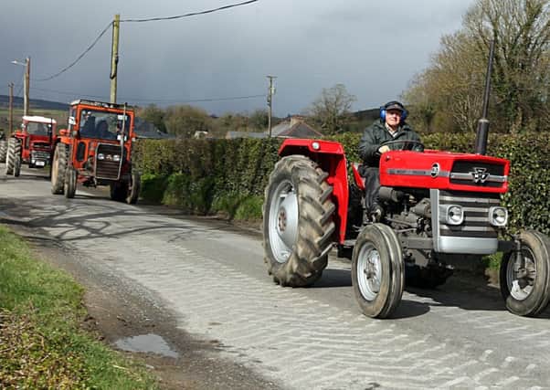 The fundraising Vintage Tractor Run for Ballylennon Presbyterian Church, St. Johnston on Saturday morning. Photo Gallagher INDD 1604 Vintage Tractor Run TG14