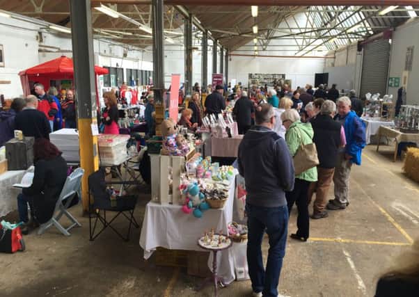 The busy scene at last month's market at Raceview Mill, Broughshane. (Submitted picture).