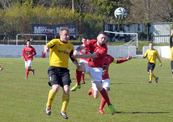 Larne's Ciaran Murray in action during Saturday's 5-0 defeat at Inver Park. INLT 16-236-AM
