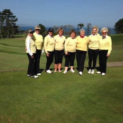 Lisburn Junior Foursomes team, who have got their campaign off to a fantastic start, along with Lady Captain Margaret Boyd and Team Captain Janice Wallace.