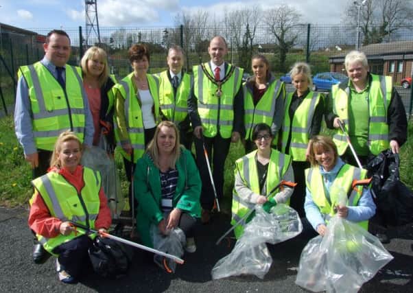Lord Mayor Darryn Causby and Margaret Tinsley with some of those who took part in the Big Spring Clean.