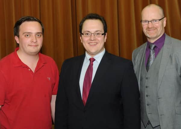 Councillor Alexander Redpath, Ulster Unionist Party candidate in next months Westminster election, pictured with some of his supporters including Councillor Tim Mitchell (right).
