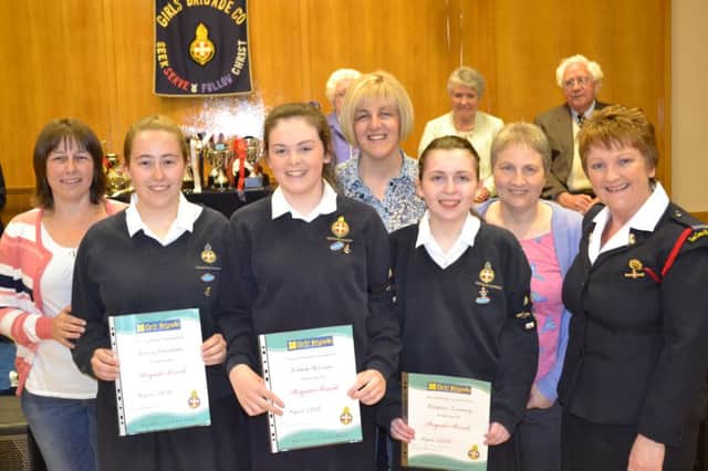 Pictured at Greenisland Methodist Girls' Brigade are Joanne Robinson, Emily Robinson, Abbie Kirker, Julie Kirker, Alison Loney, Jenny Loney and Captain Gillian Anderson. INCT 17-752-CON