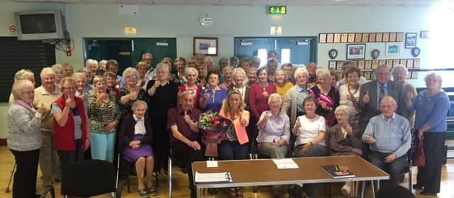 Members and Officers of the Banbridge Senior Citizens Club at their meeting last Thursday afternoon with Jo-Anne Dobson MLA. INBLDobsonseniorcitizens1