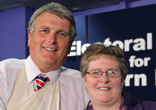 Jim Wells pictured with his wife Grace  after being elected in Lisburn
