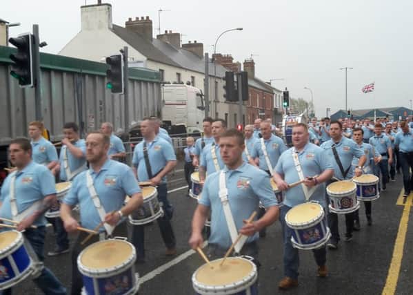 Dollinsgtown Star of the North  Flute Band on the march for their 40th anniversary.