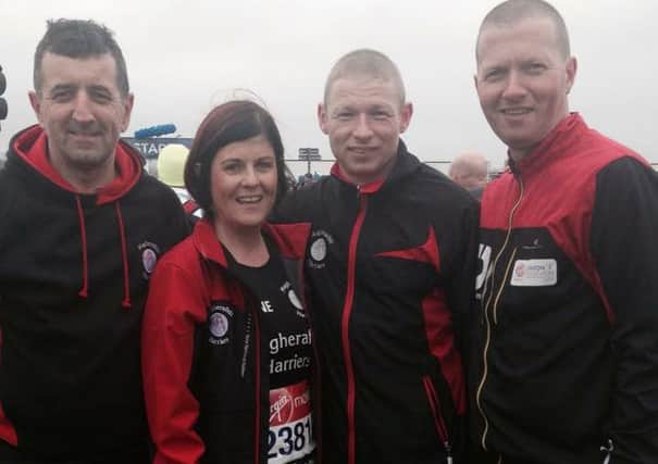 Magherafelt Harriers Malachy Mullan, Jayne Higgins, Darren Church and Francis Stewart at the London Marathon