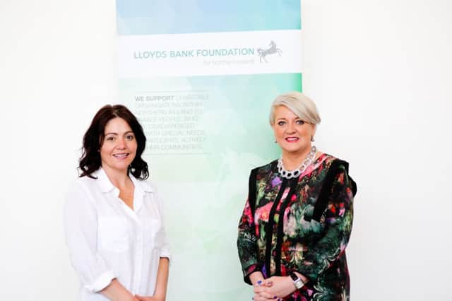 Gay Sherry-Bingham (left) from Atlas Womens Centre in Lisburn with Sandara Kelso-Robb, Executive Director of Lloyds Bank Foundation for Northern Ireland at an event to recognise the Foundations 30 years of Corporate Philanthropy.