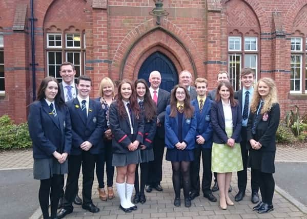 Staff and pupils from Lismore Comprehensive School, Lurgan College, Portadown College and St Michael's Grammar School are pictured with ABC Council's Lewis Porter and Sharon Magee at the event, which was hosted by Lurgan College.
