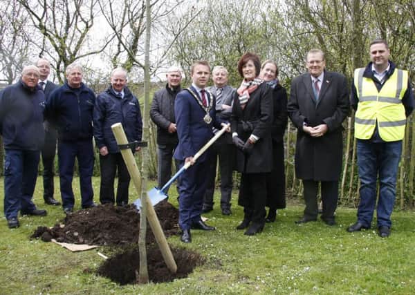 Mayor Thomas Hogg was joined by Councillor Noreen McClelland, trade union representatives and council staff at the tree planting ceremony to commemorate Workers' Memorial Day. INNT 19-505CON