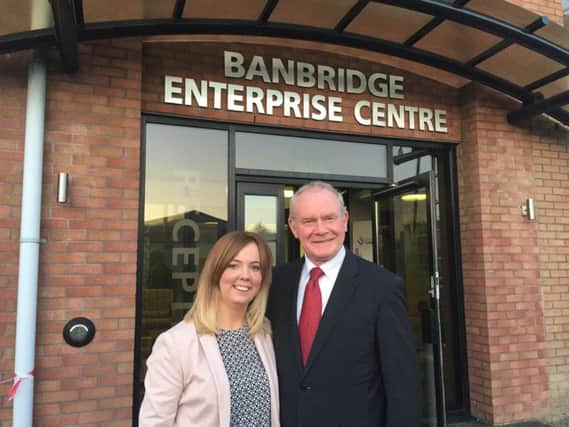 Deputy First Minister Martin McGuinness MLA at an event in Banbridge Enterprise Centre hosted by Mr McGuinness and new Deputy Mayor Catherine Seeley, entitled An Audience with Martin McGuinness  - Building a Better Future INBLEnterprise1   Speaking after the event deputy First Minister McGuinness said,