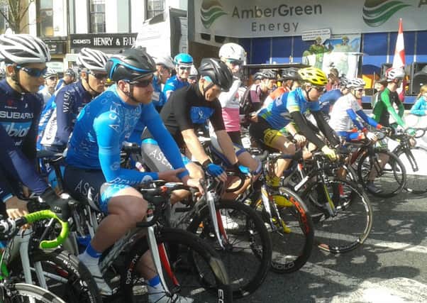 The lead riders ready themselves to take on the Orritor course in the AmberGreen Energy Tour of Ulster.
