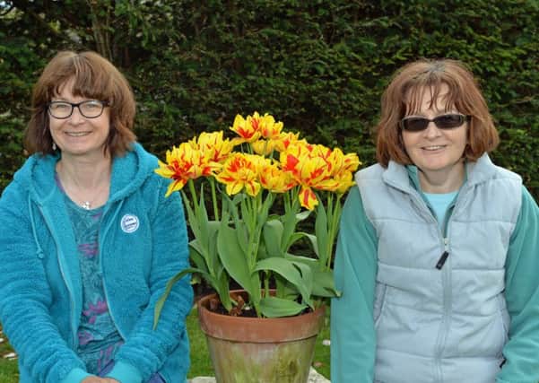 Enjoying the Tupil Festival in Glenarm Castle walled garden are Bobbie and Florence Hamill. INLT 18-041-PSB