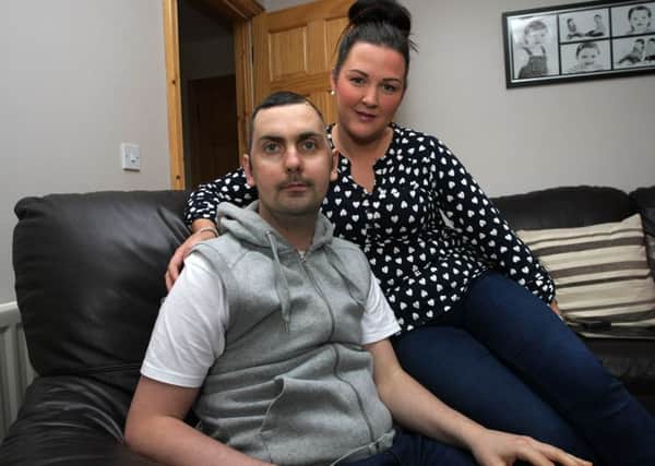 Former Derry City star Mark Farren pictured with his wife Terri Louise on Tuesday evening.  DER1715MC007