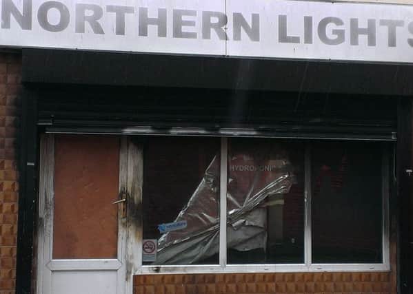The Northern Lights shop on Dunluce Street, which was burnt out in an arson attack on Saturday May 2. INLT-18-712-con