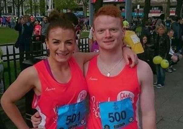 Paula and Conor Duffy before the marathon kicks off