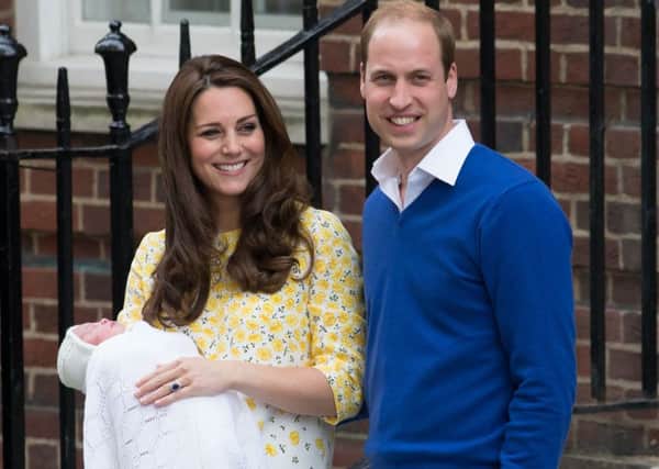 File photo dated 02/05/15 of the Duke and Duchess of Cambridge outside the Lindo Wing of St Mary's Hospital in London, as the Duke and Duchess have called their new baby daughter Charlotte Elizabeth Diana, Kensington Palace has announced