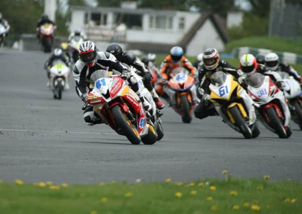 Dundrod's Robert Kennedy, number 41, leads the Supersport 600 race. Picture: Roy Adams.