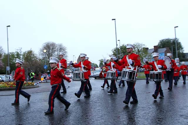 Burntollet Sons of Ulster at the Star of the Roe parade in Limavady on Friday night. INLV2015-083KDR