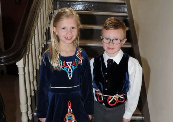 Pierce Cunningham and Sophia Campbell taking part in the Larne Irish dancing Festival in Victoria Orange Hall. INLT 19-200-AM
