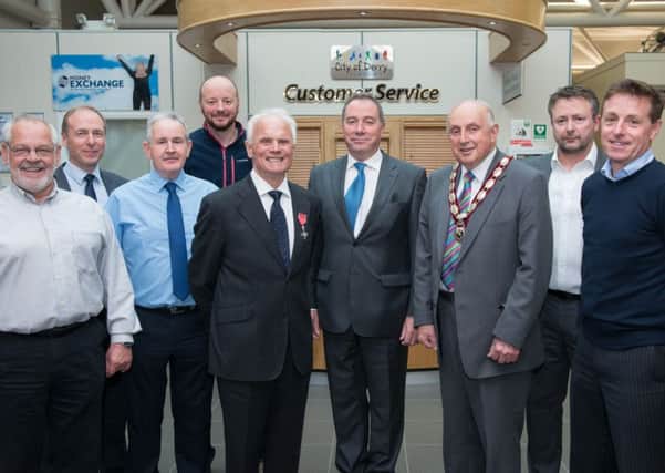 David Reeves MBE, pictured with Deputy Mayor of Derry City and Strabane District Council, Thomas Kerrigan, CoDA Chairman and colleagues from the airport.
