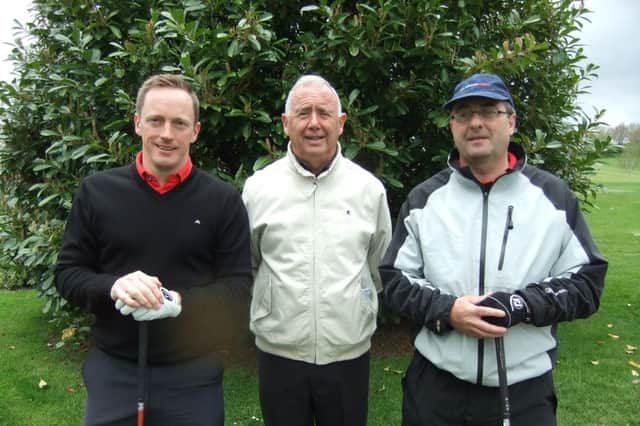 Brendan Meade, Captain of the Ulster Cup team, pictured with two team members, Alan Caughey and Malcolm Russell.