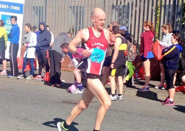 Larne's Phelim Mcallister finished 64th overall in the Belfast City Marathon. INLT 20-919-CON