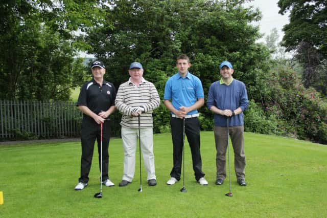 During their round at Lambeg are John Greeran, Paul Murray ( PGA Tankard winner), Kirk Thornhill (Club Competition winner) and Aidan Daly.