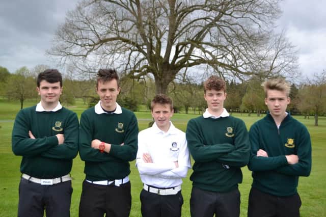 Lisburn GC's Ronan Rafferty team are, left to right, Josh Clarke, Josh Hamilton, Spencer Pinion, Ben McCambley and Ross Morrow.