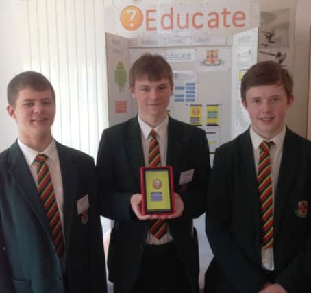 Friends School pupils John Dawson, Ross Irwin and Reuben Cotton, were victorious at the SENTINUS IT R & D App Design Competition