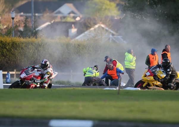 The scene of Hungarian rider Sandor Bitter's crash on Thursday evening