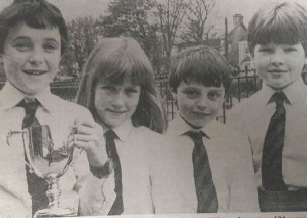 Celebrating success at Carrickfergus Music Festival in 1985 are, from left, Brian Williamson, Suzanne Simpson, Gavin Blakely and Catherine Anderson. INCT 20-706-CON MUSIC