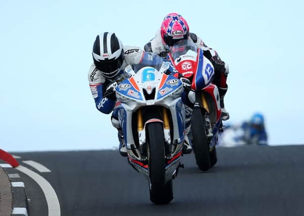William Dunlop and Lee Johnston in action at the North West 200