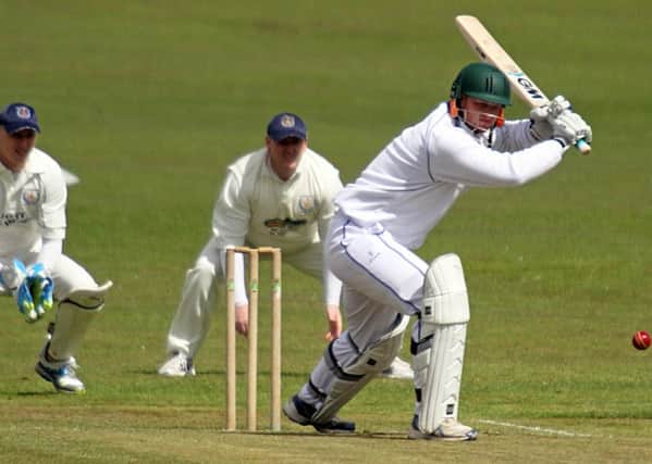 Coleraine batsman Scott Campbell, attempts to clip the ball to cover during his innings against Newbuildings in their North West Senior Cup first round match at Foyle.