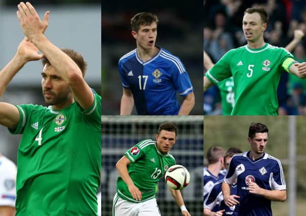 Gareth McAuley, Paddy McNair, Jonny Evans, Corry Evans and Craig Cathcart have all been included in the Northern Ireland squad. INLT 22-901-CON Photos: Presseye