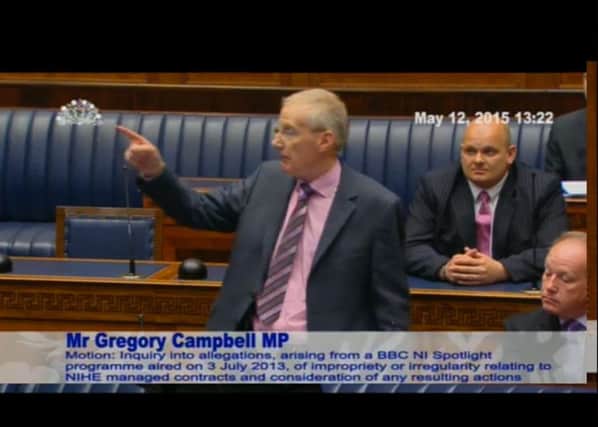 Gregory Campbell 
during the debate in Stormont.